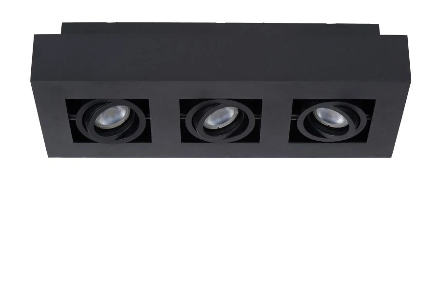 Lucide XIRAX - Plafondspot - LED Dim to warm - GU10 - 3x5W 2200K/3000K - Zwart - uitgezet